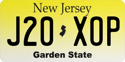 NJ license plate J20XOP