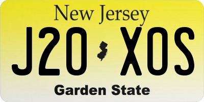 NJ license plate J20XOS