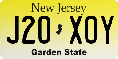 NJ license plate J20XOY