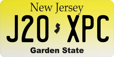 NJ license plate J20XPC