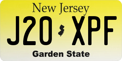 NJ license plate J20XPF