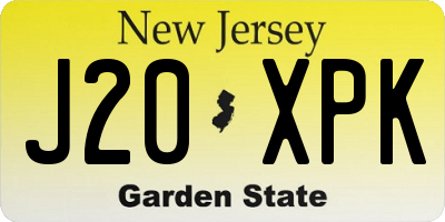NJ license plate J20XPK