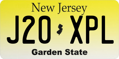 NJ license plate J20XPL