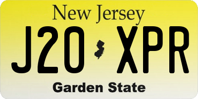 NJ license plate J20XPR