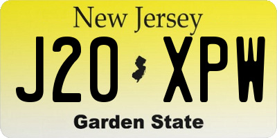 NJ license plate J20XPW