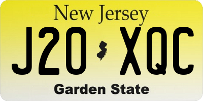 NJ license plate J20XQC
