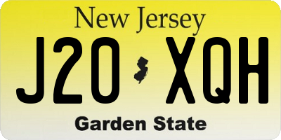 NJ license plate J20XQH