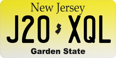 NJ license plate J20XQL