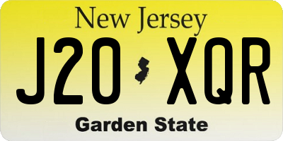 NJ license plate J20XQR