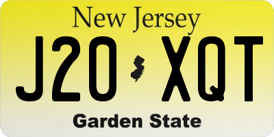 NJ license plate J20XQT