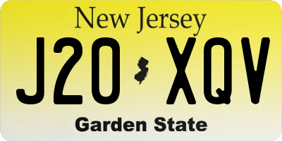 NJ license plate J20XQV