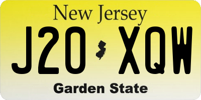 NJ license plate J20XQW