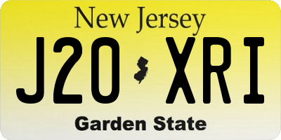 NJ license plate J20XRI