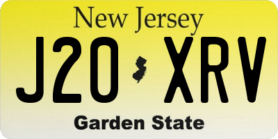NJ license plate J20XRV