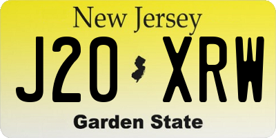 NJ license plate J20XRW