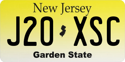NJ license plate J20XSC