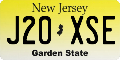 NJ license plate J20XSE
