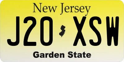 NJ license plate J20XSW