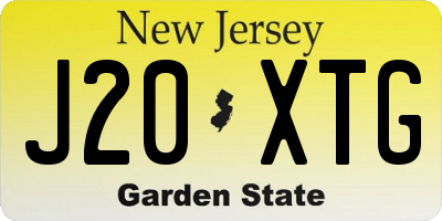 NJ license plate J20XTG