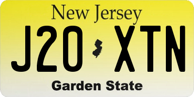 NJ license plate J20XTN