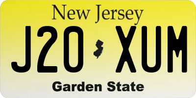 NJ license plate J20XUM
