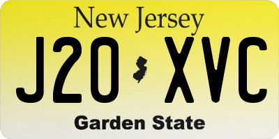 NJ license plate J20XVC