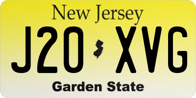 NJ license plate J20XVG