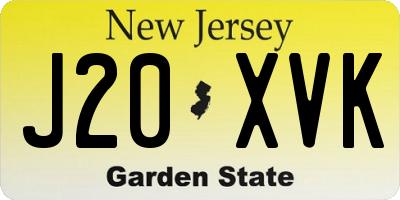 NJ license plate J20XVK