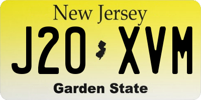 NJ license plate J20XVM