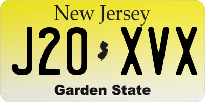 NJ license plate J20XVX