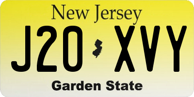 NJ license plate J20XVY