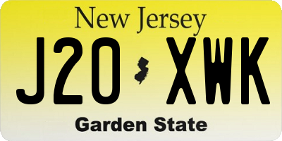 NJ license plate J20XWK