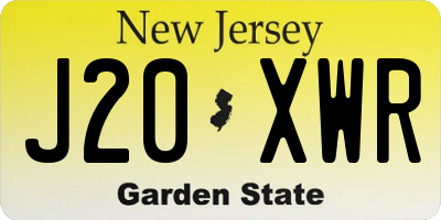 NJ license plate J20XWR