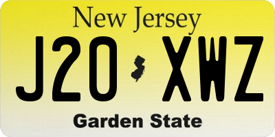 NJ license plate J20XWZ