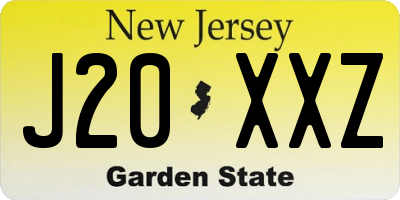 NJ license plate J20XXZ