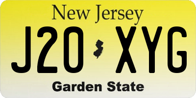 NJ license plate J20XYG