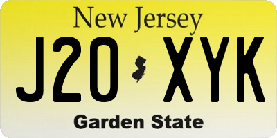 NJ license plate J20XYK