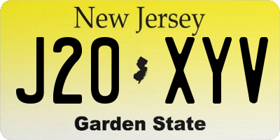 NJ license plate J20XYV