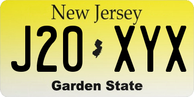 NJ license plate J20XYX