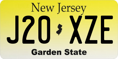 NJ license plate J20XZE