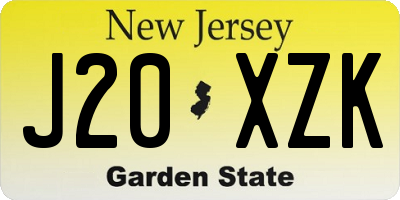 NJ license plate J20XZK