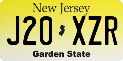 NJ license plate J20XZR