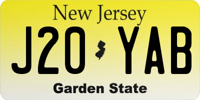 NJ license plate J20YAB