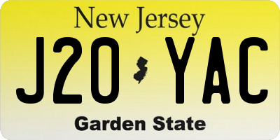 NJ license plate J20YAC