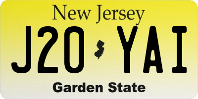 NJ license plate J20YAI