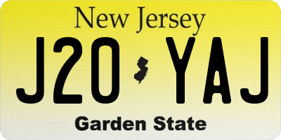 NJ license plate J20YAJ