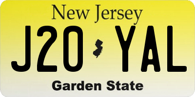 NJ license plate J20YAL