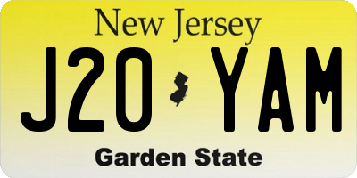 NJ license plate J20YAM