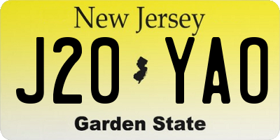 NJ license plate J20YAO