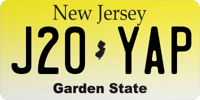 NJ license plate J20YAP